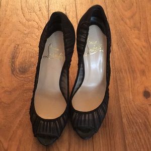 Ambrosinia Louboutin peep toe heels chiffon top